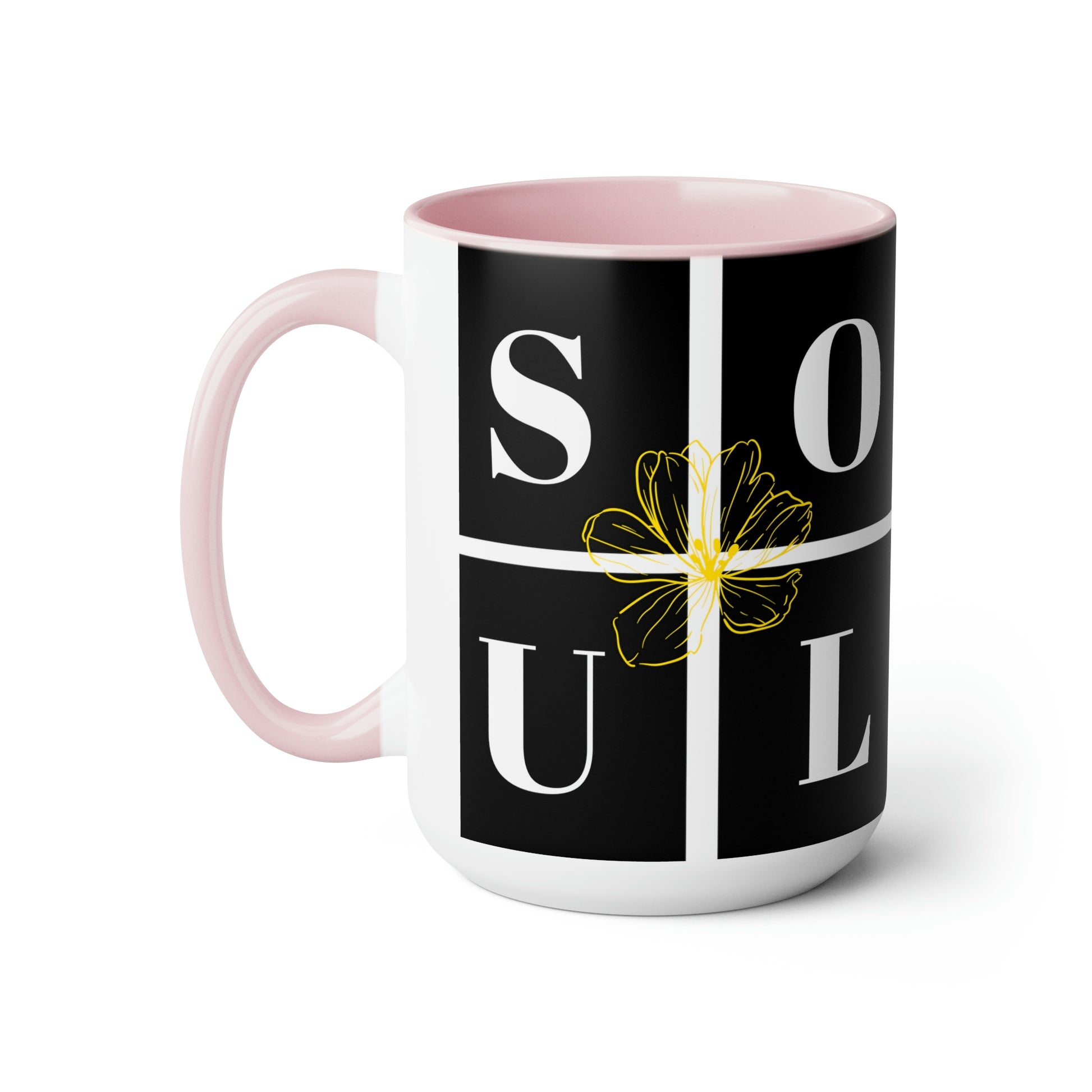 Exclusive "Soul-Mate" two-tone coffee mugs!    Each Brand63 Exclusive Soul-Mate mug comes with a colored handle, a colored interior, and a classy, glossy finish that makes your mug look perfect on your coffee bar and while sipping your favorite tea or coffee.