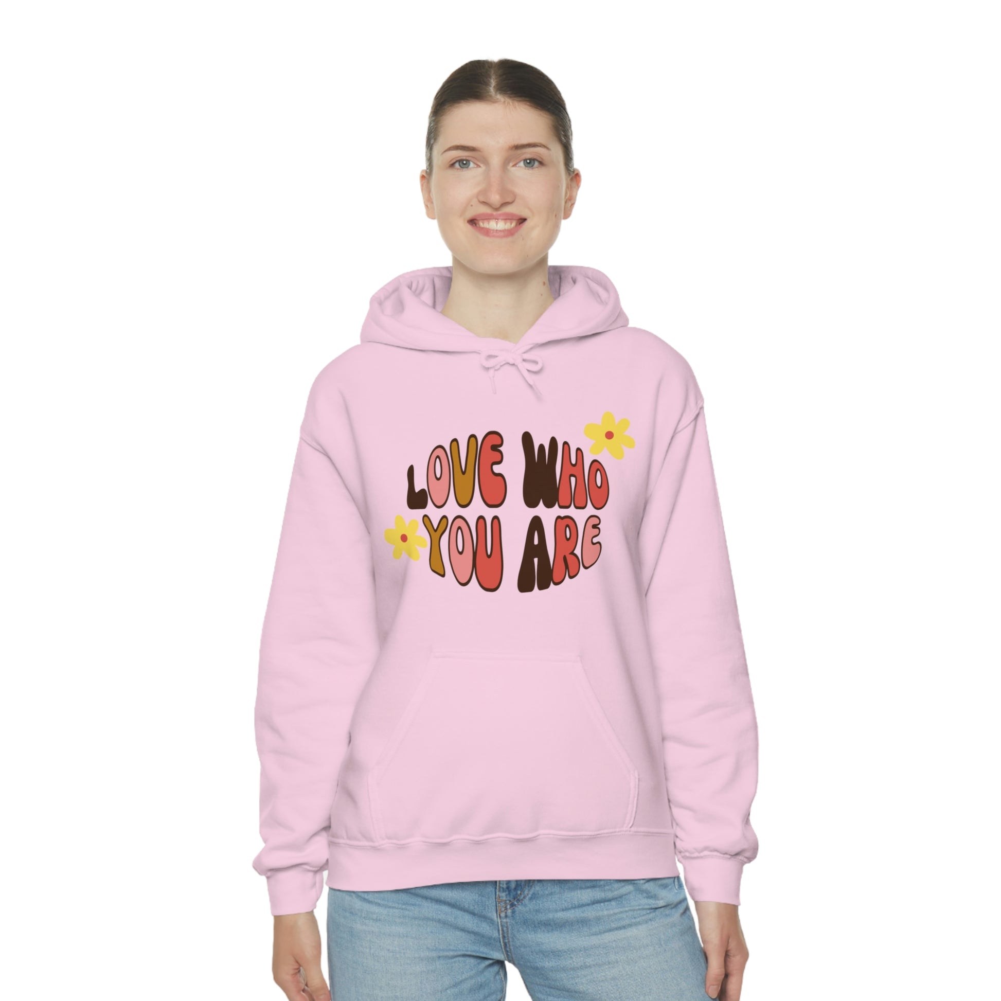 Add a little positive affirmation to your day with our Exclusive "love Who You Are" warm heavy blend hoodie, Brand63.com, Custom Ink, Custom Apparel, Custom Hoodies, Sale Price, Hoodie Sale