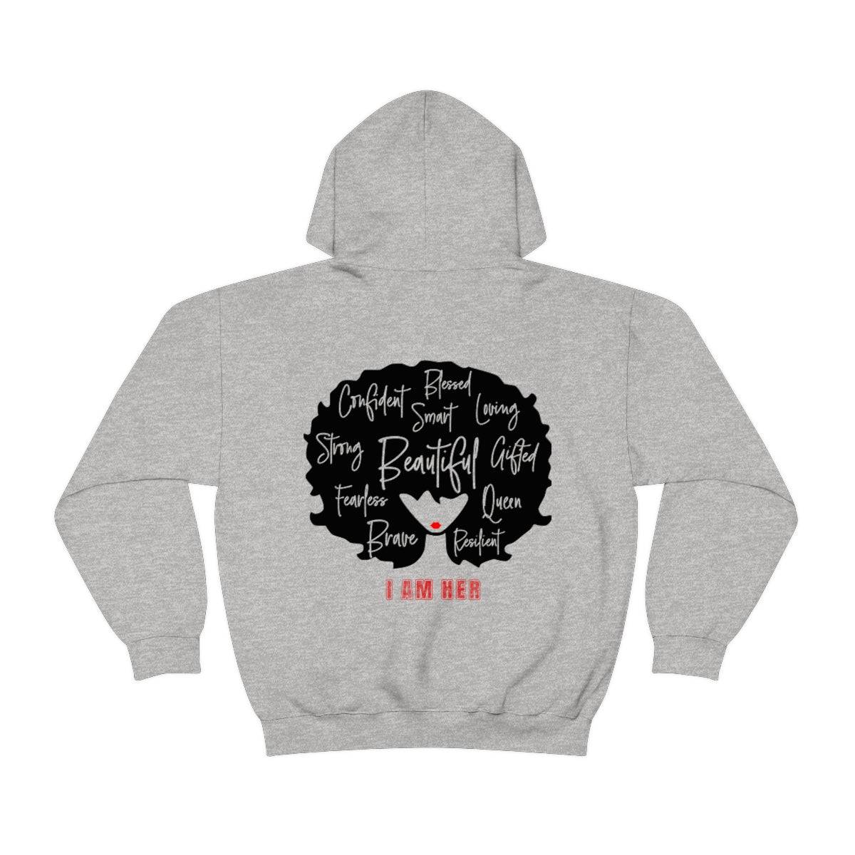 I AM HER 2022 Heavy Blend Hooded Sweatshirt | Plush Soft and Warm Hoodie | Plus Size Hoodies Available | Hoodies for Women | Gifts for Her - Brand63