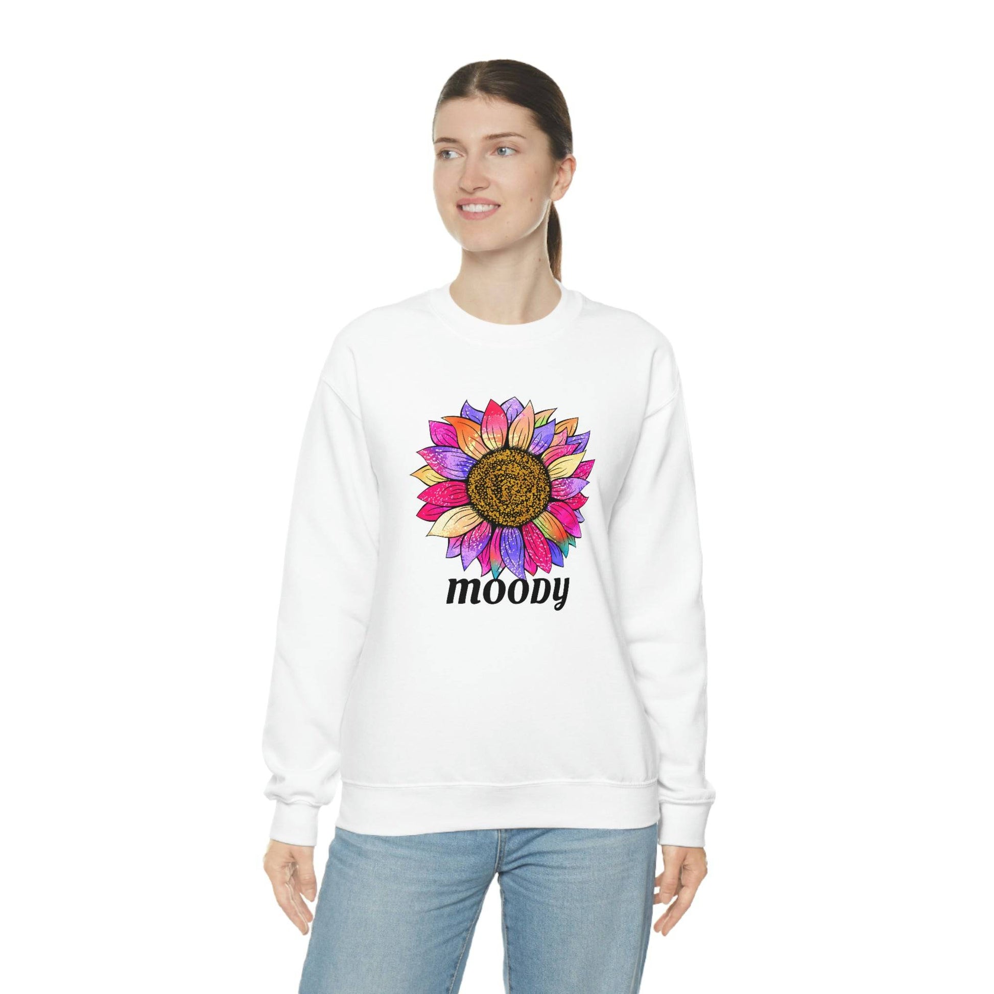 MOODY Colorful Flower Sweatshirt for Women - Just a Mood Sweatshirt - Brand63