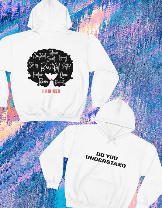 I AM HER 2022 Heavy Blend Hooded Sweatshirt | Plush Soft and Warm Hoodie | Plus Size Hoodies Available | Hoodies for Women | Gifts for Her - Brand63