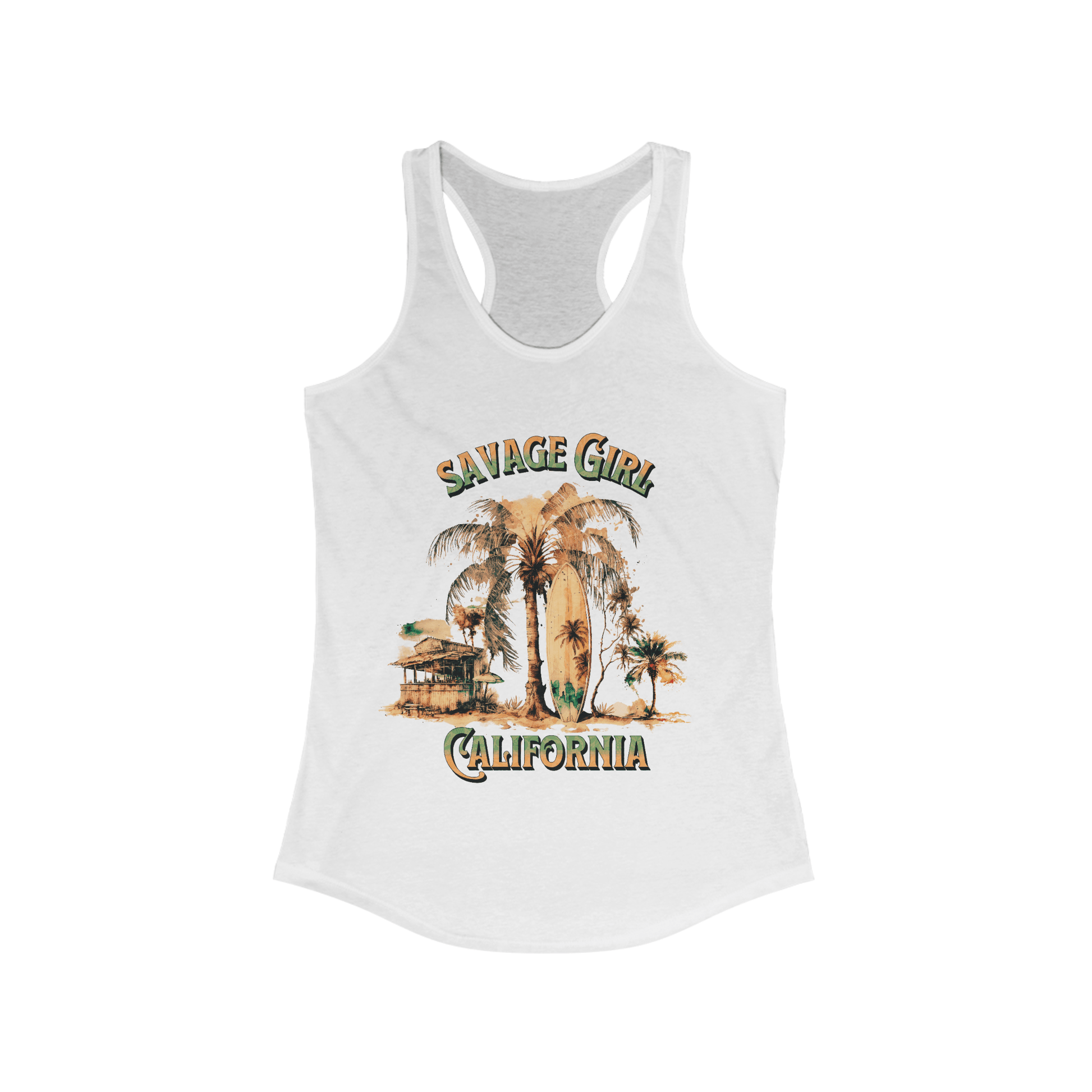 California Savage Girl, RacerBack Tank Top, Brand63, Custom Apparel, Customink, Beach Tshirt, Pool Tshirt, Summer Tshirt, Savage, California Apparel