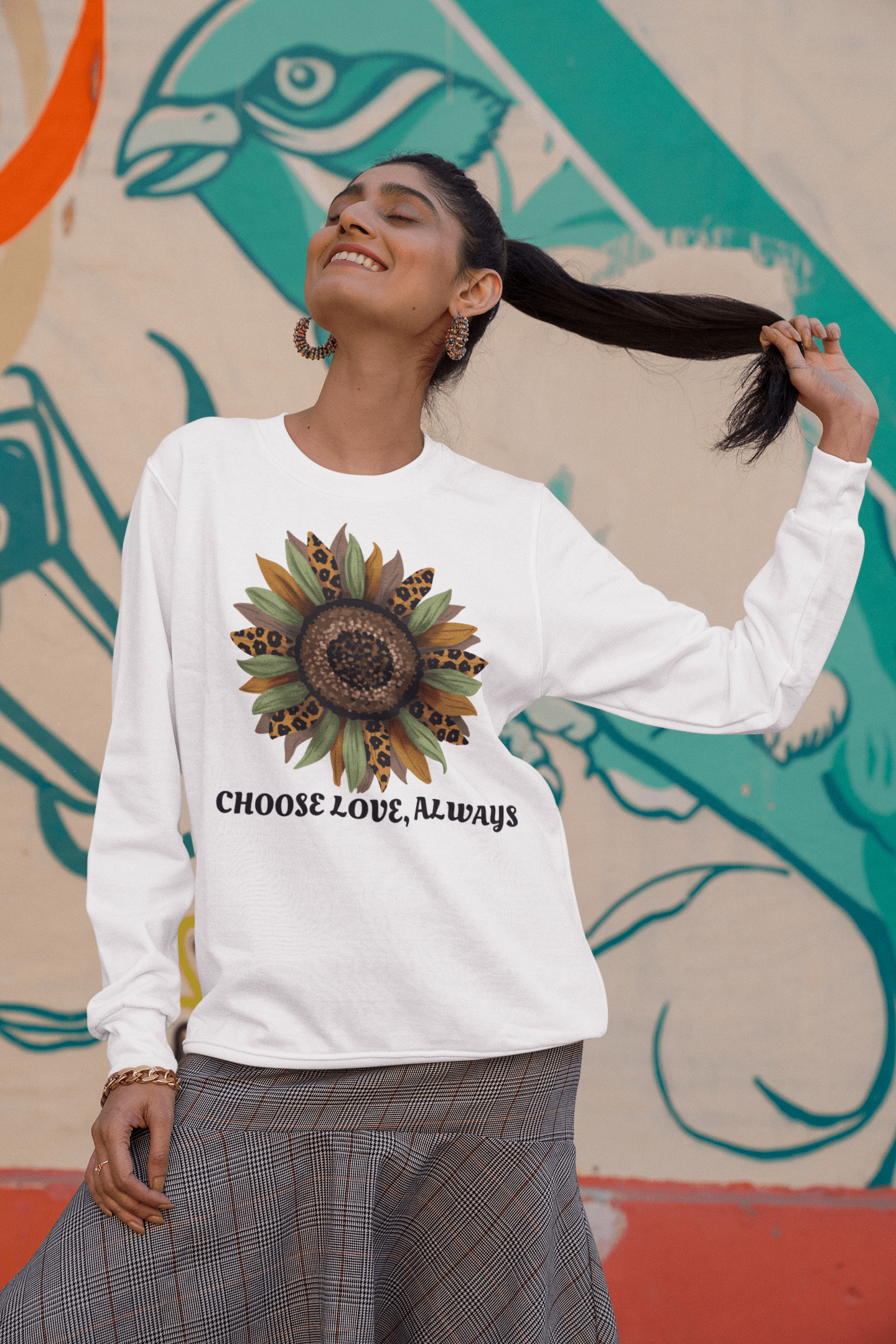 Empowering 'Choose Love, Always' Sunflower Sweatshirt for Women - Spread Positivity and Radiate Confidence - Brand63